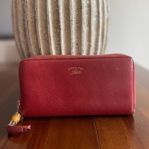 Gucci bamboo large leather wallet vintage